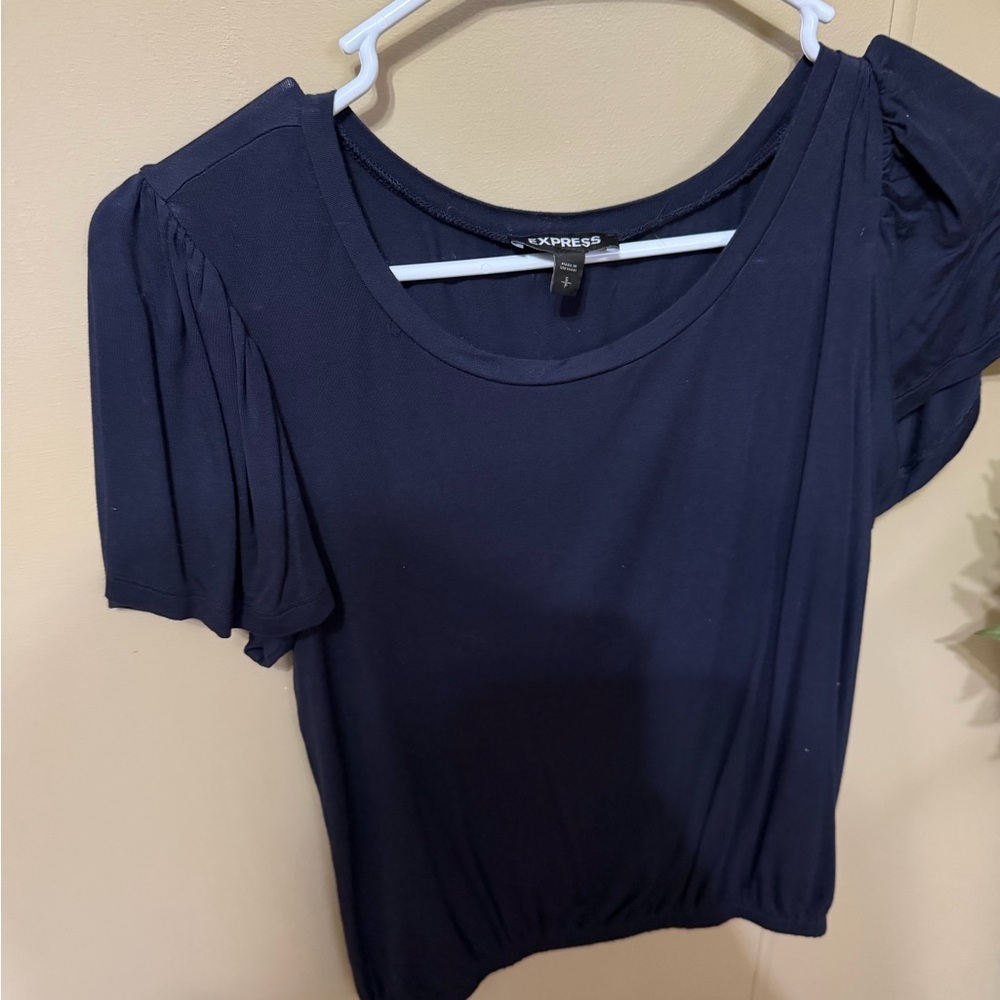 Express Dark Blue Short Sleeve Women's Top